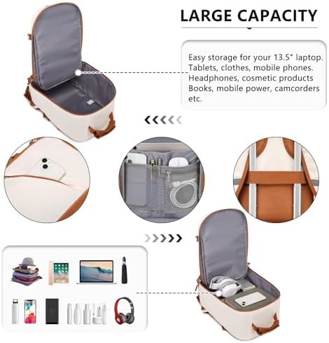 Kono Cabin Bag 40x20x25 for Ryanair Underseat Travel Carry-on Backpack Cabin Size 20L (Beige/Brown) - Image 6