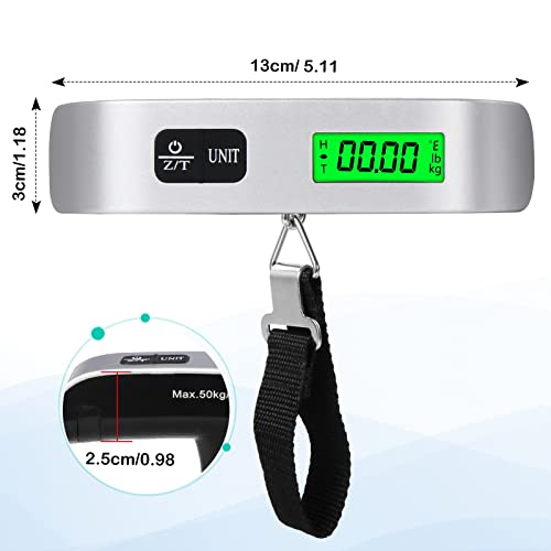 Digital Luggage Scale, Portable Luggage Weight Scale, Hanging Suitcase Weigher for Travel, Suitcase Scale with Temperature Measurement Function 110 lb/ 50KG Capacity - Image 7