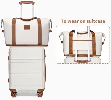 Kono Suitcase Lightweight ABS Hard Shell Carry-Ons Cabin Case 12'' and 20'' Luggage Set with TSA Lock Luggage Sets of 4 Piece Included Duffels Bag & Toiletry Bag for Travel(Cream White) - Image 8