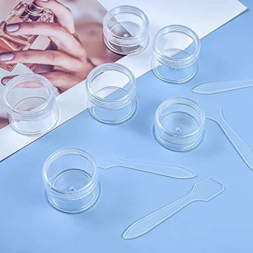 6Pcs Travel Bottles Pots Sample Pots Mini Travel Pots for Toiletries 10ml 20ml Small Clear Travel Containers Jars Leakproof Round Empty Plastic Cosmetic Jars with Lids Spatulas for Cream Makeup - Image 5