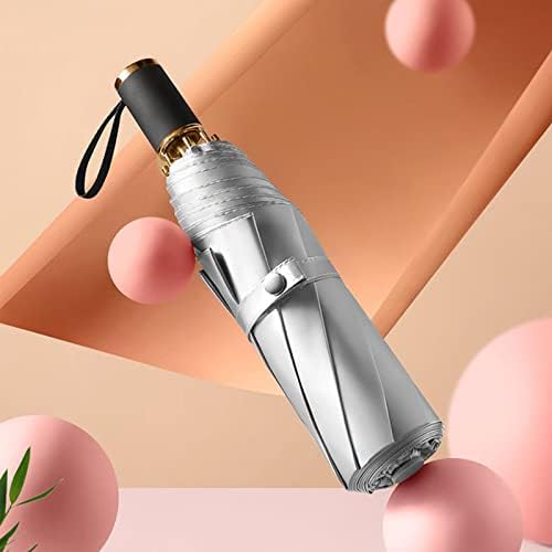 Meichoon UPF 50+ UV Protection Travel Reverse Umbrella Reflective Silver Double Layer Cover 8 Ribs Reinforced Windproof Sun Blocking Foldable Compact for Hiking Backpacking - Image 2