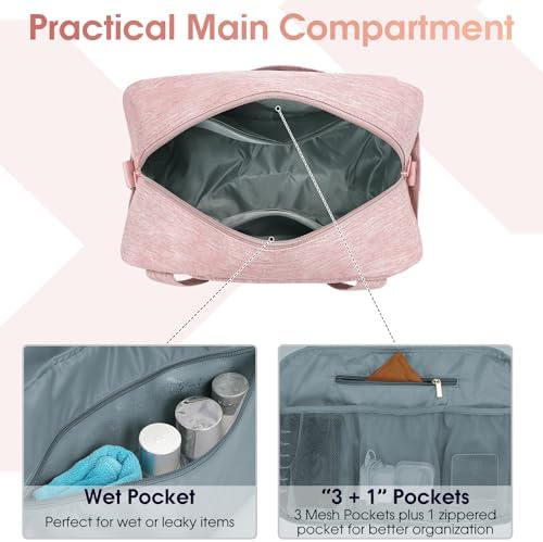 for Easyjet Cabin Bag 45X36X20 Underseat Travel Duffel Bag Holdall Tote with Wet Pocket Carry on Luggage Overnight for Women and Men 25L (Pink) - Image 5