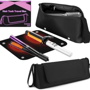 FOVERN1 Hair Tools Travel Bag with Heat Resistant Mat,Large Capacity Curling Iron Storage Bag,Hairdrying Tool Storage Bag,Hair Dryer Storage Bag,Straighteners Haircare Accessories,Gifts for Women