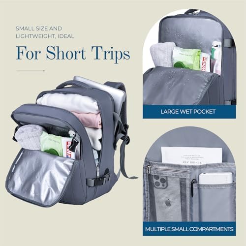 Cabin Bags 40x20x25 Underseat for Ryanair, Carry On Travel Backpack Cabin Size Rucksack Hand Luggage Bag Backpack Casual Daypack School Bag Fit 14 Inch Laptop with Cable Hole - Image 4