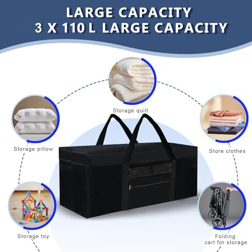 3 Pack 110L Travel Duffle Bag, Extra Large Heavy Duty 1680D Oxford Fabric Holdall Bag, Foldable Long Sports Duffle Luggage Bags Durable & Water Resistant - Image 5