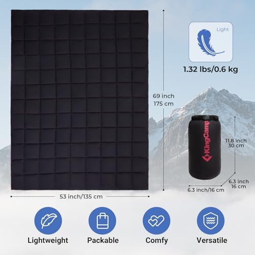 KingCamp Camping Blanket Lightweight Outdoor, Travel Blanket Multifunctional Warm, Sleeping Blankets Ultralight with Snap Button, Sleeping Quilt for Picnics Beach Camping Hiking Car Indoor - Image 3