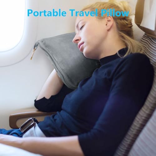 LOMEE Premium Soft Travel Blanket, 2 in 1 Airplane Blanket Pillow with Compact Bag, Backpack Clip and Hand Luggage Belt, Portable Travel Essentials for Long Flights - Image 3