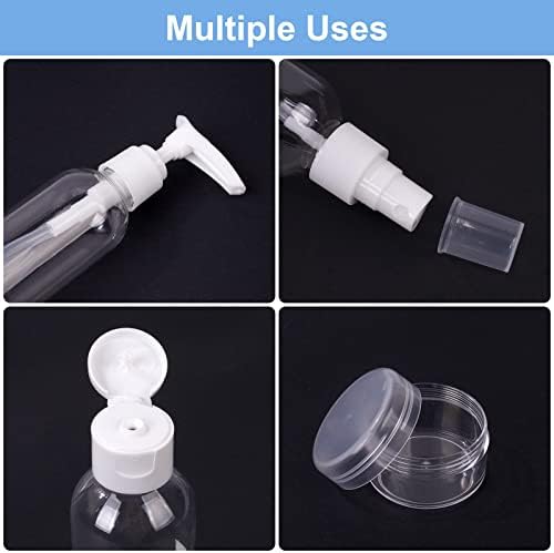 flintronic 6Pack Transparent Travel Bottles, 80ML Refillable Travel Bottles, Travel Bottles Set for Toiletries Shampoo Cosmetic Liquid with 2*Cream Box,2*Dropper,2*Funnel,2*Sheet Label,1*Brush - Image 6