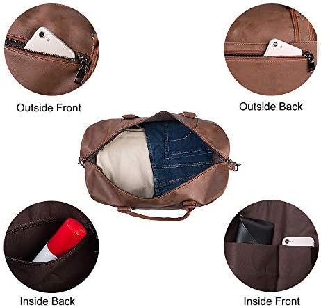 Leather Travel Bag with Shoe Pouch,Weekender Overnight Bag Waterproof PU Leather Large Carry On Bag Travel Tote Duffel Bag for Men or Women - Image 5