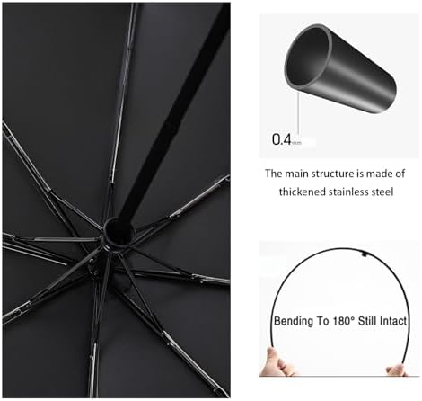 Compact Travel Folding Umbrella Automatic Open/Close Handle Coating Layer Fabric Blocking/Anti UPF 50 UV Protection 99.9% Portable Golf Umbrella/Lightweight Small Backpack/Rain Sun/Men Women Kids - Image 5