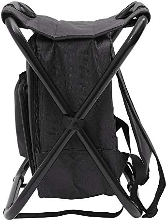 Folding Camping Chair Stool Oxford Fabric Waterproof Folding Camping Chair Fishing Tackle Seat Table Bag Compact Lightweight Bag for Outdoor Fishing Travel Hiking Beach ravelling Subway (Black) - Image 4