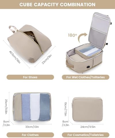 LOVEVOOK Travel Backpack Womens Cabin Bag Large 17 inch Laptop Rucksack for Plane Hand Luggage Waterproof Weekend Overnight Carry On Bag for Ladies 40L Maternity Hospital Bags - Image 6