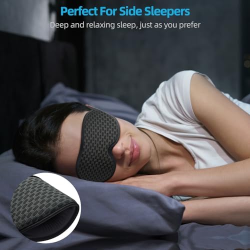 2025 Innovative Sleep Mask for Men and Women, Trilancer 3D 100% Light Blocking Design, Comfortable Eye mask, Blackout Blindfold for Sleeping, Nap, Meditation, Travel, with Earplugs (Light Blue Mesh) - Image 2