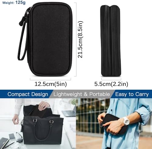 HCFGS Electronics Accessories Organiser Bag, Waterproof Cable Organiser Bag, 3 Layers All-in-One Travel Storage Gadget Bag, Holiday Essentials for Men Women, 8.5 x 5 Inch, Black(M) - Image 4