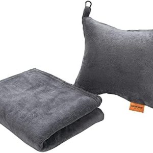 Cabin Max 2 in1 Travel Blanket and Pillow Set - Warm Blanket and Inflatable Pillow in One - Space Saving & Ideal as Airplane and Car Travel Accessory - Travel Must Have…