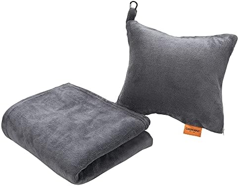 Cabin Max 2 in1 Travel Blanket and Pillow Set - Warm Blanket and Inflatable Pillow in One - Space Saving & Ideal as Airplane and Car Travel Accessory - Travel Must Have…