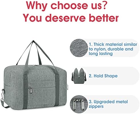 for Ryanair Airlines Cabin Bag 40X20X25 Underseat Foldable Travel Duffel Bag Holdall Tote Carry on Luggage Overnight for Women and Men 20L (Grey (with Shoulder Strap)) - Image 4