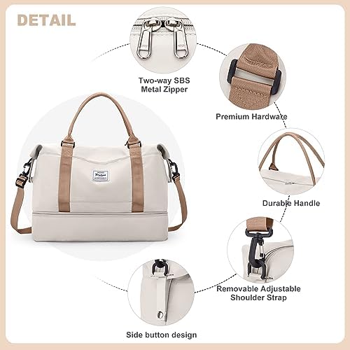 for Easyjet Airlines Underseat Cabin Bag 45X36X20 Weekend Overnight Carry on Holdall for Women Travel Duffel Sport Gym Tote Mum Hospital Bags with Wet Pocket,E10-beige Brown - Image 6