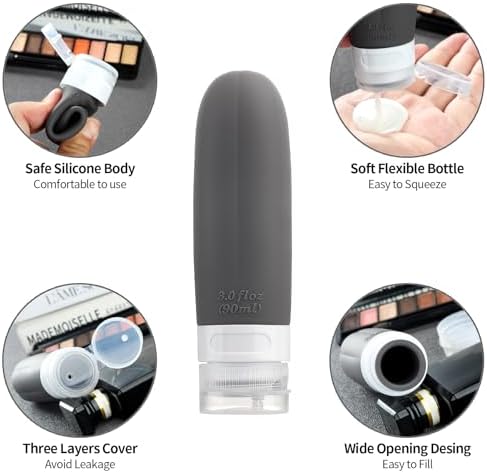 Gemice 16 Pack Travel Bottles Set, CAA Approved Leak Proof Silicone Squeezable Containers for Toiletries, Refillable Accessories 60ml 90ml for Conditioner, Shampoo, Lotion & Body Wash (BPA Free) - Image 3