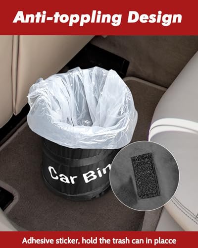 Zacro Car Bin with 5 Garbage Bags - Foldable and Water Resistant Auto Trash Bag Camp for Garbage and Litter Storage and Collection - Image 4