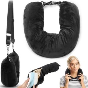 Stuffable Neck Pillow for Travel - Soft Plush Stuffable Travel Neck Pillow Travel Pillow Storage Bag with Adjustable Straps for Extra Luggage Travel Essentials