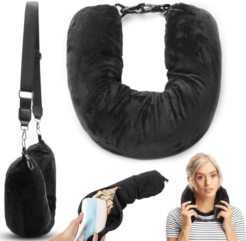Stuffable Neck Pillow for Travel - Soft Plush Stuffable Travel Neck Pillow Travel Pillow Storage Bag with Adjustable Straps for Extra Luggage Travel Essentials