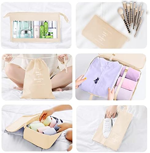 Jsdoin Packing Cubes for Suitcase,9PCS Travel Luggage Packing Organizers for Backpack, Waterproof Travel Essentials Bag Accessories(Beige) - Image 7