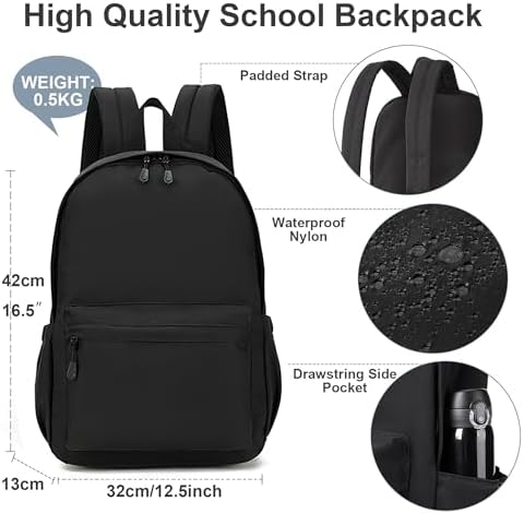 School Backpack for Teenager Men and Women Lightweight Classic Casual Rucksack Travel Backpack for 15.6-Inch Laptop - Image 2
