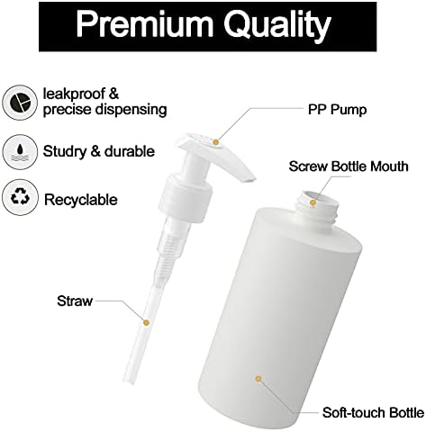 2PCS 200Ml Empty Pump Bottles Lotion Dispenser Plastic Refillable Travel Bottle BPA Free Bathroom Kitchen Shower Container Gel Storage Holder for Toiletries Shampoo Conditioner Liquid Soap - Image 4