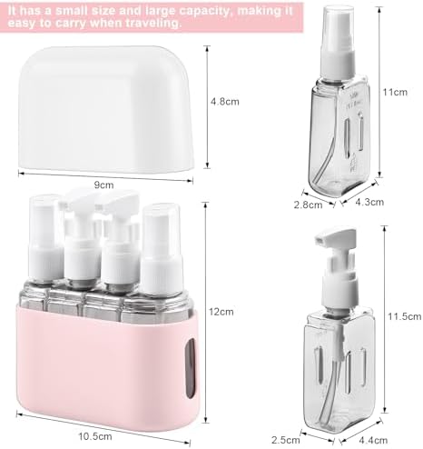 Flintronic 4-1 Transparent Travel Bottles, 50ml Refillable Travel Bottles, Travel Bottles Set For Toiletries Shampoo Cosmetic Liquid, Spray Bottles*2, Pump Bottles*2, Labels*1, Box*1 - Image 2
