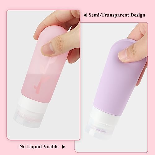 4 PCS Silicone Travel Bottles for Toiletries, 90 ml Portable Leak Proof Refillable Squeezable Containers TSA Approved Size Containers Lotion Liquid Shampoo-BPA Free travel toiletries - Image 4