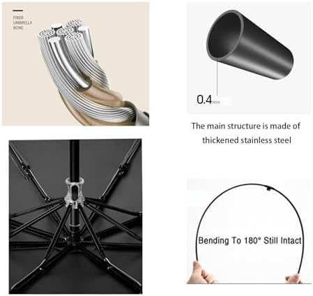 Compact Folding Umbrella Carabiner Handle Coating Layer Fabric /Car/Small Travel portable Backpack/Lightweight Portable/Rain Sun Anti UPF 50 Blocking UV Protection 99.9%/Men Women Kids - Image 3