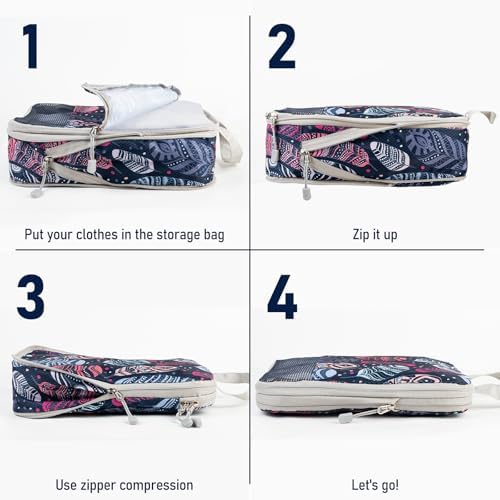Compression Packing Cubes for Travel, Travel Essentials Luggage Organizer bags for Suitcase, Durable Compression Travel Packing Cubes for Carry on Backpack - Image 2