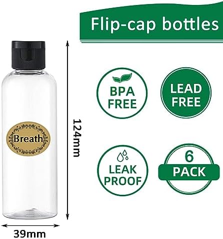 6PCS 100ML Plastic Travel Bottles with Flip Cap Empty Squeeze Bottles Transparent Refillable Travel Container with 1 Funnel & 6 Label TSA Approved for Liquid Lotion Toiletries Cosmetic - Image 2