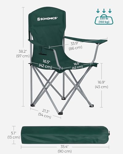 SONGMICS Set of 2 Folding Chairs, Camping Chairs, Comfortable Heavy Duty Structure, Max. Load 150 kg, with Drink Holder, Outdoor Chair - Image 3