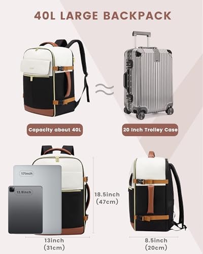 LOVEVOOK Travel Backpack Women Cabin Size,40L Rucksack Bag for Traveling,Hand Luggage Carry On Backpacks for Airplanes,Large Waterproof Flight Approved Backpack Bags - Image 4