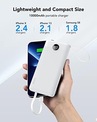 VRURC 10000mAh Power Bank With Built in Cables,USB C Battery Pack Portable Charger with 5 Outputs 2 Inputs Powerbank LED Display compatible with iPhone 14 13 12 Samsung S21 S20 Xiaomi iPad - Image 6