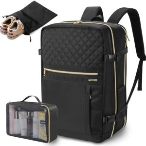 HOMIEE 40L Travel Backpack Womens, Large Carry on Cabin Backpack Travelling Backpack with Wet Bag & Shoes Bag, 17 Inch Laptop Suitcase Backpack Flight Approved Business Backpack with Charge Port