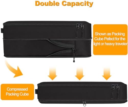 Compression Packing Cubes, Lumesner 8 Set Travel Packing Cubes for Carry on Suitcases, Compression Suitcase Organizers Bag Set & Travel Cubes (8-piece, Black) - Image 5