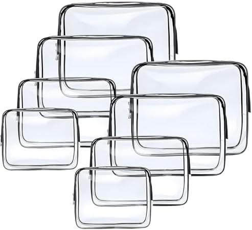 Clear Travel Cosmetic Bag with Zipper, 6PCS Clear Toiletry Bags, PVC Waterproof Travel Wash Bags for Family, Men, Women (Largea, Medium, Small, Minimum)