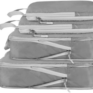 Compression Packing Cubes,Travel Storage Bag, Travel Packing Essentials for Suitcase Organizer Bags, Packing Organiser for Carry On Luggage (Grey, Set of 4)