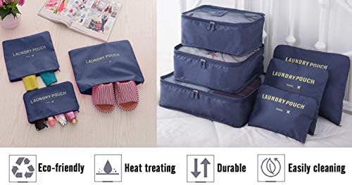 Vicloon Packing Cubes, 8 PCS Travel Organiser Bags Luggage Organizers with Shoe Bag for Clothes Suitcase Shoes (Blue) - Image 6