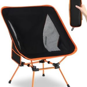 Ultralight Folding Camping Chairs, Compact Folding Chairs with Both Side Breathable Mesh & Side Pocket, Backpack, Aluminum Bracket, for Outdoor Camping, Travel, 150KG Load Capacity