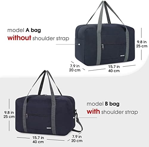 Small Cabin Bag 40x20x25 for Ryanair Airlines Underseat Travel Bag Water-Resistant Hand Luggage Bag Holdall Bag Weekend Overnight Bag for Women Men by WANDF (Dark Blue 20L with Should Strap) - Image 3