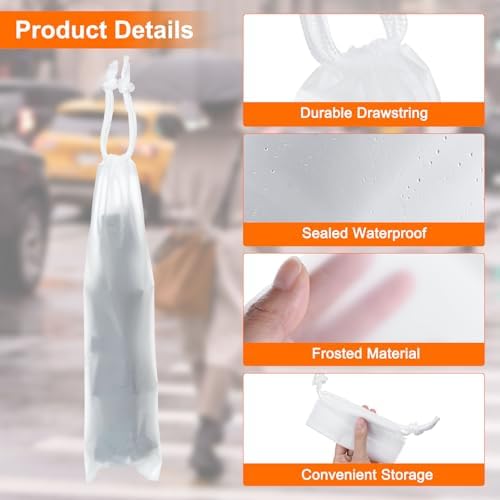 sourcing map 12pcs Umbrella Bags 25.2"x4.3" Wet Umbrella Sleeve Cover Reusable Folding Umbrella Storage Bag with Drawstring for Folding Travel Umbrellas, White - Image 4