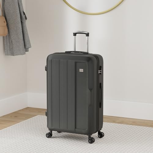 24" Medium Suitcase Super Lightweight 4 Wheel Spinner Hard Shell ABS Luggage Hold Check in Travel Case 65 Litre Black - Image 2