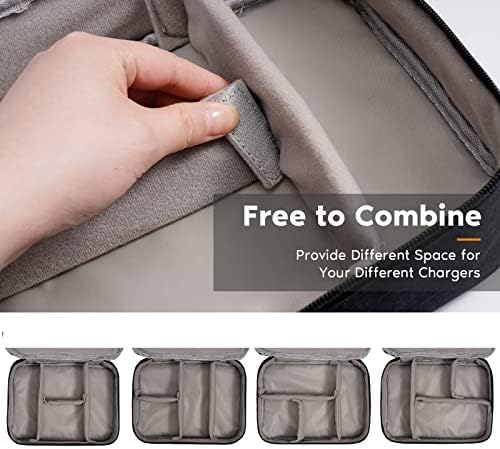 OrgaWise Accessories Bag Travel Electronics Organiser 3 Layer Cables Case for Power Bank, Camera, Ipad and Memory Card - Grey Electronic Case with 2 pcs Data Line Protect Sets - Image 6