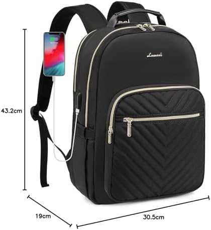 LOVEVOOK Laptop Backpack for Women 15.6 Inch, Womens Backpack for Work Business Travel School College With USB Port, Lightweight Back Pack Computer Laptop Rucksack-Black - Image 9