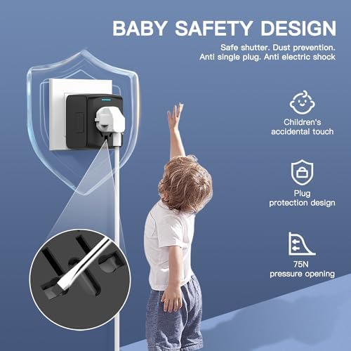 AUNNO Universal Travel Adapter, International Travel Plug Adapter with 1 USB C and 2 USB Ports, All in One Worldwide Plug Adaptor, UK to European Power Universal Plug Adaptor for EU USA Australia - Image 6