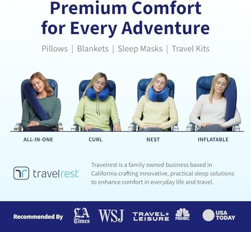 Travelrest Nest Memory Foam Travel Neck Pillow, Advanced Support for Long Flights, Patented Design for Optimal Relaxation, Compact, Ergonomic, and Washable, On-the-Go and Attacthes to Luggage Blue - Image 6